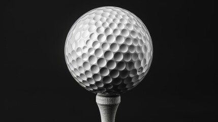 A golf ball is shown in black and white