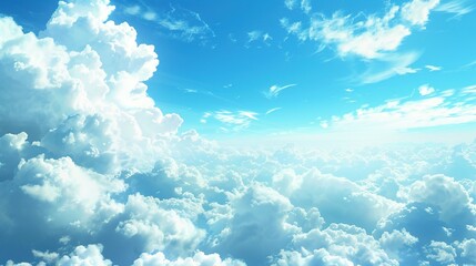 Azure Tranquility: Boundless Blue Skies and Billowy Clouds