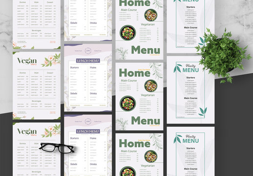 Green And White Natural Restaurant Menu