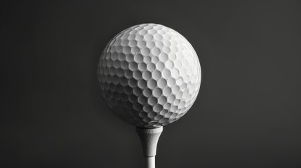A golf ball is shown in a black and white photo