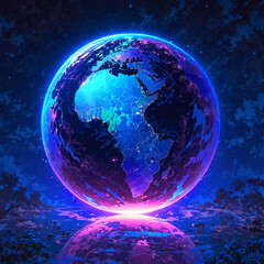 Obraz premium image of planet earth in psychedelic version - climate change concept