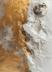  Ethereal abstract geometric gold and white  color, minimal textured wall art, wallpaper, background