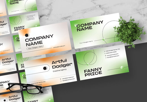 Orange And Green Gradient Business Card
