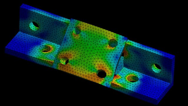 Mechanic simulation engineering - Mechanical part Displacement and stress finite element analysis