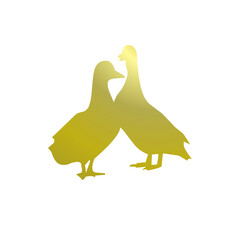 Golden duck design, illustration isolated on transparant background