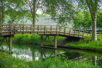 the wooden bridge over the canal in Almere