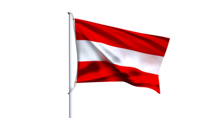 austria flag fluttering in the wind on transparent background, austria wavy realistic flag