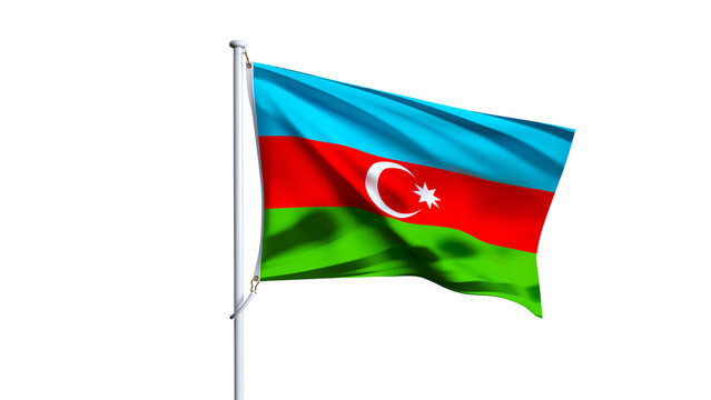 azerbaijan flag fluttering in the wind on transparent background, azerbaijan wavy realistic flag