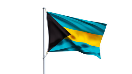 bahamas flag fluttering in the wind on white background, bahamas wavy realistic flag