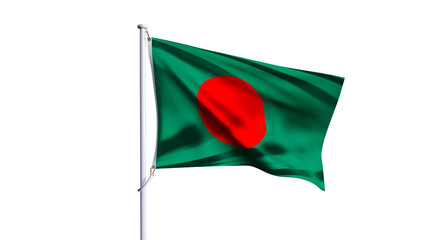bangladesh flag fluttering in the wind on transparent background, bangladesh wavy realistic flag