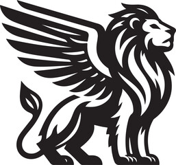 winged lion vector art illustration