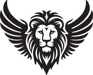 winged lion vector art illustration