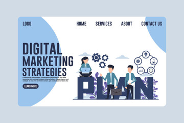 Landing Page Digital Marketing Strategies Concept Design Illustration