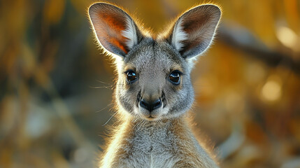 Fototapeta premium Closeup of a baby kangaroo standing on the ground
