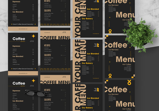 Brown And Black Coffee Menu