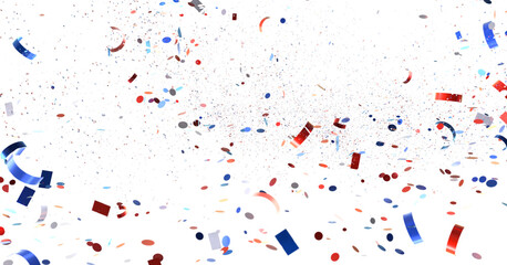 Confetti - Red white blue shiny confetti Confetti on white background, isolate, tricolor concept, independence and freedom day USA