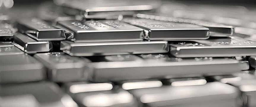 A pile of sparkling silver bars