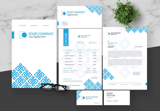 Blue And White Company Stationery