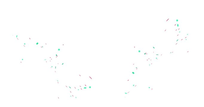 Confetti or fireworks animation isolated on white background. Festive holiday colorful animation with confetti. Salute banner animation with copy space.
