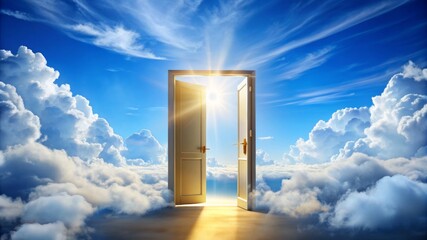 A door is open in a sky full of clouds