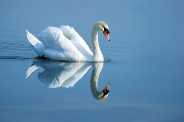 Fototapeta premium White Swan Swimming in Water