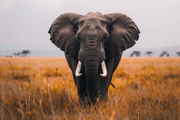 Fototapeta premium Majestic Elephant in Tall Grass