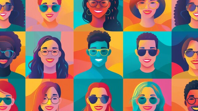 A vibrant illustration of diverse smiling faces, symbolizing unity and inclusivity.