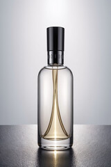 Perfume glass bottle template. For mockup of minimalist perfume fragrance Bottle package with label