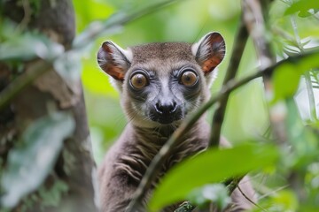Obraz premium fossa hunting lemurs in dense rainforest