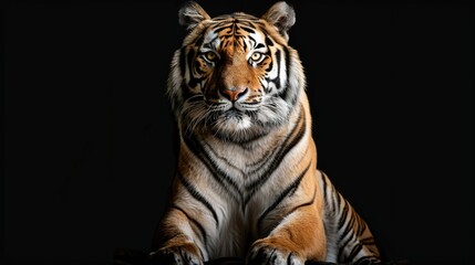 Fototapeta premium An elegant tiger sitting with isolated background