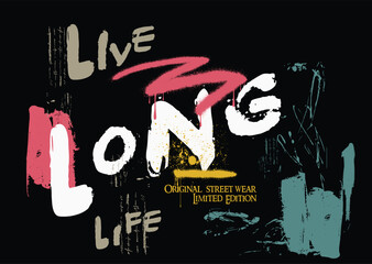 Obraz premium graffiti slogan print with neon spray, t shirt graphics print vector illustration design, Urban typography hipster street art for graphic t- shirt.eps8