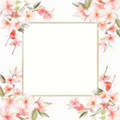 Wedding invitation card. floral square frame with empty space on background