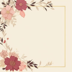 Fototapeta premium Wedding invitation card. floral square frame with empty space on background