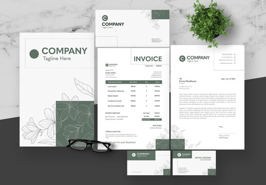 Green And White Natural Stationery