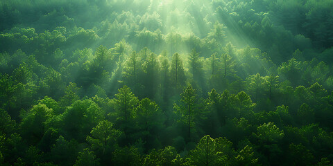 Fototapeta premium Emerald Oasis: Serene Aerial Forestscape