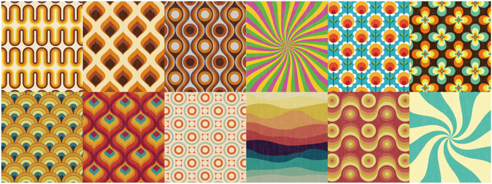 Retro vintage pattern design from the 60s and 70s