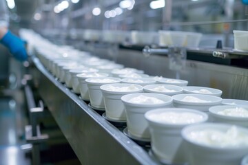 Obraz premium yogurt in the factory industry