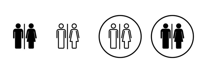 Toilet icon vector isolated on white background. Toilet sign. Man and woman restroom sign vector. Male and female icon