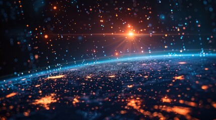 Fototapeta premium Information Technology in Space Concept Depicting Advanced Technology on Blue Background.