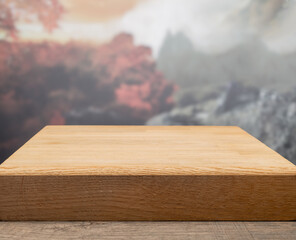 wooden board for podium background