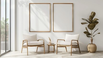 Frame mockup, ISO A paper size. Living room wall poster mockup. Interior mockup with house background. Modern interior design. 