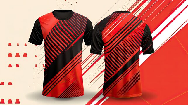 T-shirt sport design template with geometric line background. Sport uniform in front view