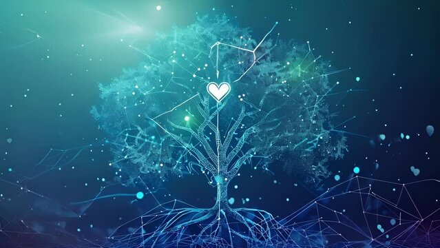 A tree with many branches each representing a different healthcare facility all linked together by a web of roots denoting the integration of patient data across multiple locations.