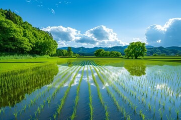 田植えの済んだ田んぼ