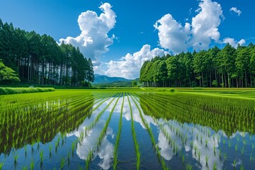 田植えの済んだ田んぼ