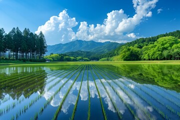 田植えの済んだ田んぼ