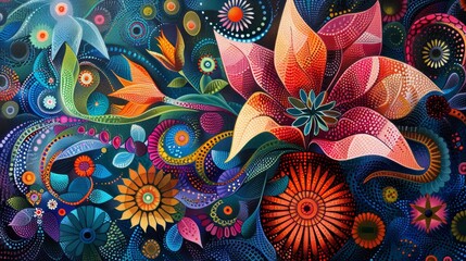 Naklejka premium Geometric pointillism of a flamboyant flower vase