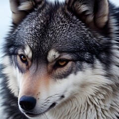 Obraz premium A striking close-up image of a wolf with piercing eyes and a majestic presence.