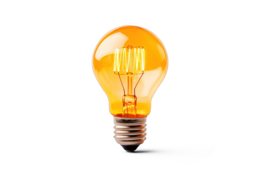 Illuminated Lightbulb | Isolated on Transparent & White Background | PNG File with Transparency