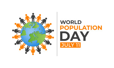 Vector illustration on the theme of World Population Day. Diverse people with Overcrowded, overloaded earth. Banner poster, flyer and background design.